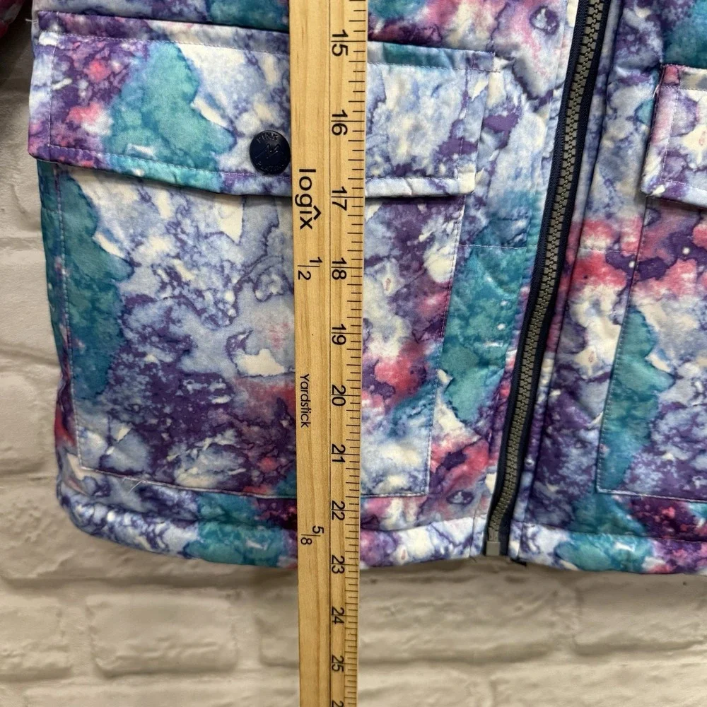 Girls Warm Winter Snow Ski Jacket Coat Sz 14/16 Purple Tie-Dye Water Resistant